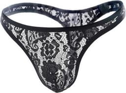Kanten string voor heren - Zwart - Sexy ondergoed mannen maat S/M — thumbnail 1