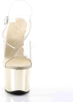 Pleaser - SKY308 Sandaal met enkelband, Paaldans schoenen - Paaldans schoenen - 45 Shoes - Goudkleurig/Transparant — thumbnail 2