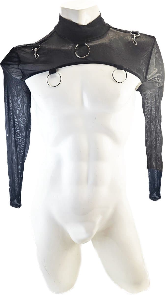 BNDGx® - Sexy Erotische korte crop Top - Maat S/M - shirt rollenspel top mannen met ijzeren ringen — afbeelding 1
