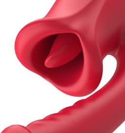 Teazers - Dildo met Clitoris Stimulator - Vibrators voor Vrouwen - Sex Toys voor Vrouwen - Dildo’s - Tong Vibrator - Dubbele Stimulatie - Rood — thumbnail 9