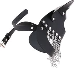 Erotische BDSM Masker Kat - Inclusief sexy kettingen - One size - Verstelbaar - PU Leder - Oogmasker - Gezicht bondage — thumbnail 3