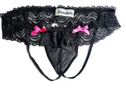 BamBella ® - String Kruisloos - One size - Sexy Zwart Erotische onderbroek Heren