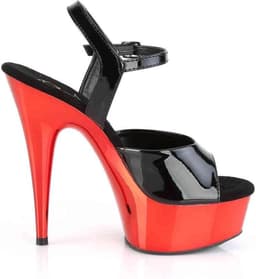 Pleaser - DELIGHT-609 Sandaal met enkelband - US 5 - 35 Shoes - Zwart/Rood — thumbnail 5