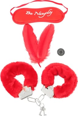 Banoch | Bondage Naughty Red | rode handboeien, blinddoek en streelveren — thumbnail 2