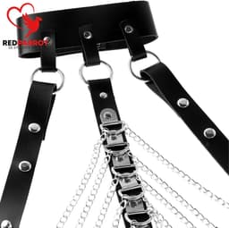 BDSM Harnas Met Halsband - Kettingen - PU Leder - Heren - Onesize - Verstelbaar — thumbnail 2