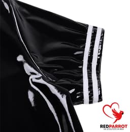 Latex Jumpsuit - Heren - Latex Wetlook - Zwart - Rits - Korte Mouwen En Broek — thumbnail 4