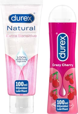 Durex - 2 Glijmiddelen Waterbasis - Crazy Cherry 100ML - Natural Extra Sensitive Glijmiddel 100ML — thumbnail 1
