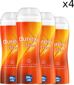 Durex Massage Olie en Glijmiddel 2-in-1 - Sensual met Ylang Ylang - 200ml x4 — thumbnail 1