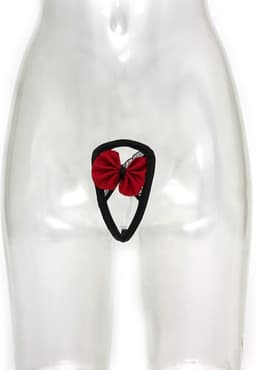Amorable - Strapless Mini String Met Rood Strikje - Rood/Zwart - One Size — thumbnail 4