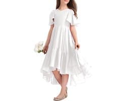 Elegante Zomerjurk voor Meisjes met V-hals en Ruches - Casual A-lijn Partyjurk