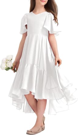 Elegante Zomerjurk voor Meisjes met V-hals en Ruches - Casual A-lijn Partyjurk — thumbnail 1