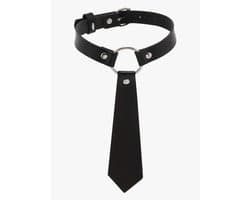 Sexy Leren Choker Stropdas voor Dames – Kinky Festival Accessoire – Lak Leer PVC Look – Strict Dresscode – It’s a Crazy Land