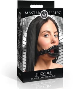 juicy lips - siliconen open mond gag - zwart — thumbnail 3