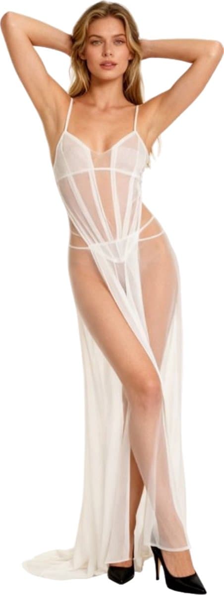 Erotische lange jurk - Open benen - Open rug - Transparant - Sexy - Lange rok — afbeelding 1