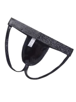 LekkerStout Jockstrap - Zwart - PU Leder - Honingraat - Maat M | LS192 — thumbnail 2