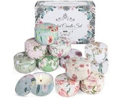 12 Stuks Geurende Kaarsen Set voor Vrouwen - Natuurlijke Bloemengeur voor Decoratie en Cadeaus