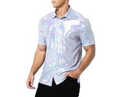 Pailletten T-shirt voor heren - Metallic disco kleding voor jaren '70 thema feesten
