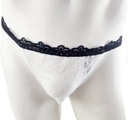 BamBella ® - Slip - maat Onesize L/XL - zwart wit Sexy erotische heren onderbroek mannen kant stof — thumbnail 1