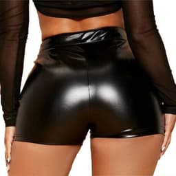 Dames Lakleren Booty Shorts Hoge Taille Mini-Shorts Party Clubwear — thumbnail 3