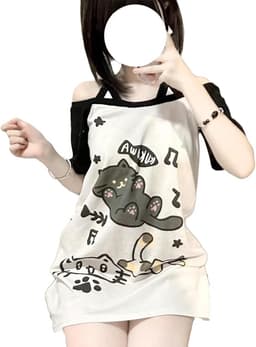 Kawaii Cartoon Grafische T-Shirts Dames Y2K Stijl Off Shoulder Tops — thumbnail 1
