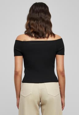Off Shoulder Geribd T-Shirt voor Dames met Wijde Hals — thumbnail 6