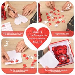 Rozenbeer met eeuwige roos, verborgen sieradendoos en hartketting - Uniek cadeau voor dames — thumbnail 2