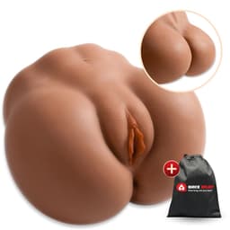 Quick Relief Ashleé™ - Masturbator - Pocket Pussy - Masturbator voor man - 2 in 1 Vagina en Anus - Sex toys voor mannen - Bruin — thumbnail 1