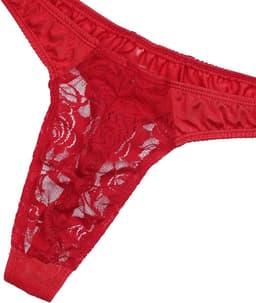 Heren Thong Sissy Lingerie - Elastische Sexy Lace Underwear Jockstrap Bikini G-String Panty Rode Transparante Gay Briefs voor Avondje Uit of Lingerie Nacht — thumbnail 5