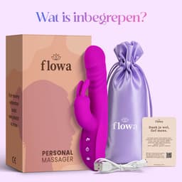 Flowa® Lyra – 3 in 1 Stotende Rabbit Vibrator – 11 Vibratiestanden – 3 Thrusting Modi – Clitoris & G-spot – Vibrator voor Vrouwen – Dildo Vibrator – Seksspeeltje – Roze — thumbnail 7