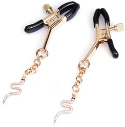 Liebe Seele - Luxe Tepelklemmen met Strass Slangen Hangertjes - Goud — thumbnail 2