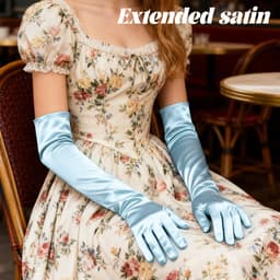 Lange dames handschoenen - extra lange satijnen stretch satijnen handschoenen - vintage feest dameshandschoenen - bruidshandschoenen - geschikt voor bruiden bruiloft opera theekransje — thumbnail 2