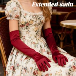 Lange dames handschoenen - extra lange satijnen stretch satijnen handschoenen - vintage feest dameshandschoenen - bruidshandschoenen - geschikt voor bruiden bruiloft opera theekransje — thumbnail 2