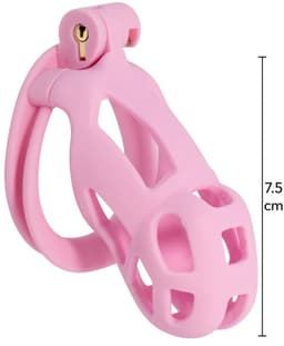 Hidden Desire - Kuisheidskooi - Penis Cage - P-Cage - Kunststof Kuisheidskooi - Chastity - Penis Kooi Roze - Kuisheidkooi met 4 Ringmaten - Penis Prison Cock Cage - Verkrijgbaar in 4 Lengtes - Male Chastity Cages - Maat M - 10 cm - Roze — thumbnail 3