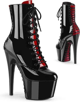 Pleaser - ADORE1020FH Plateau Laarzen, Paaldans schoenen - Paaldans schoenen - 42 Shoes - Zwart/Rood — thumbnail 1