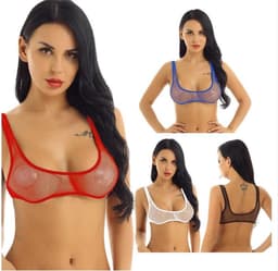 Visnet BH Blauw |Sexy Crop Top | U Hals | Doorzichtig | See Thru — thumbnail 5
