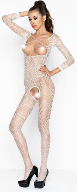 Passion Catsuit - open kruis en open bij de borsten in het Wit — thumbnail 3