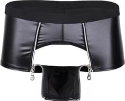 Latex Heren Boxer-Lakleer-Mannen Lingerie-Ritsen-Ondergoed-Erotisch-Sexy-open Kruis — thumbnail 2