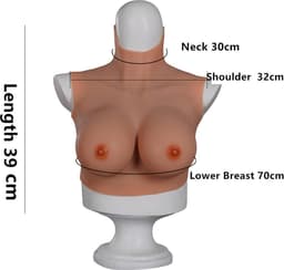 DELUXE - Siliconen Borstprothesen - Korte variant - C Cup - 100% hypoallergene medische siliconen - + kanten choker - Kunstmatige Nep Borst - Korte Valse Borsten - Bodysuit - Crossdresser - Transgender - Mastectomie - Cosplay - Body4Everybody — thumbnail 5