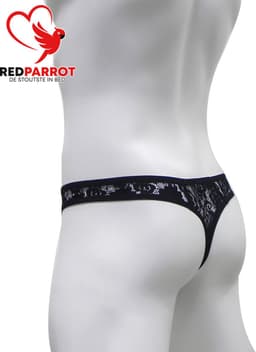 Semi-transparante heren string - Kanten slip - Eroitsche mannen lingerie - Zwart — thumbnail 4