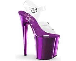 Pleaser - FLAMINGO808 Sandaal met enkelband, Paaldans schoenen - Paaldans schoenen - 42 Shoes - Paars/Transparant