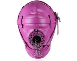Banoch - Depraved Stopper Pink - Roze bondage masker van pu Leer | BDSM