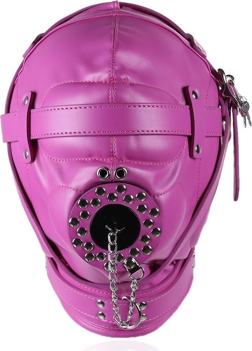 Banoch - Depraved Stopper Pink - Roze bondage masker van pu Leer | BDSM — afbeelding 1