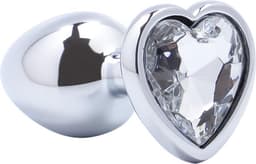 Banoch - Buttplug Coeur Transparent Medium -Metaal - Hartje - Diamant Steen — thumbnail 1