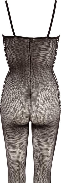 Mandy Mystery Lingerie –  Catsuit met Veter Ontwerp Licht transparant en Open Kruis – Maat S/M - Zwart — thumbnail 4