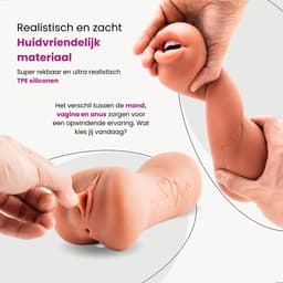 ME'ADAM - Amaze Dolls Julia Pocket Pussy voor Man - 3 in 1 – Sex Toys Voor Mannen en Koppels – Blowjob Masturbator met Mond Kont en Vagina — thumbnail 4