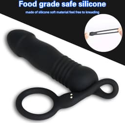 Anale telescoop vibrator mannen - Inclusief cockring - Penisring en vibrator - Thrusting vibrator - Heren - 6 vibratiestanden - USB Oplaadbaar - Afstandsbediening — thumbnail 6