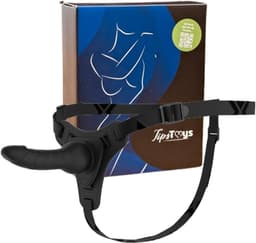 TipsToys® Strap On Voorbind Dildo – Verstelbaar Harnas met Dildo – Strap On Seksspeeltje voor Vrouwen & Koppels – Zwart — thumbnail 1