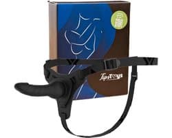 TipsToys® Strap On Voorbind Dildo – Verstelbaar Harnas met Dildo – Strap On Seksspeeltje voor Vrouwen & Koppels – Zwart