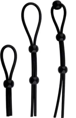 Verstelbare Lasso Cockring I Penisring I Cockring I Siliconen I Met 3 Verstelbare Ringen I 19 CM Diameter I Zwart — thumbnail 4