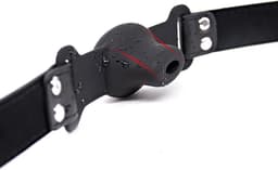 Holle mond gag - Opening voor vloeistof - Siliconen - Verstelbaar - Knevel - Zeer luxe uitvoering - BDSM - Bondage — thumbnail 2